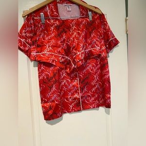 Victoria Secrets, valentine rich red black satin shorts pajama set Size- XS
